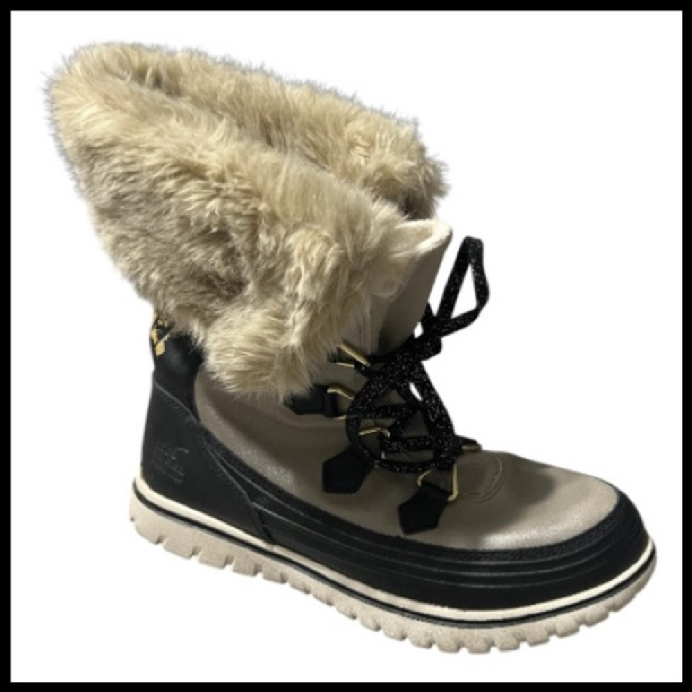 SOREL Metallic Snowdance Lace Faux Fur Lined Waterproof Boots